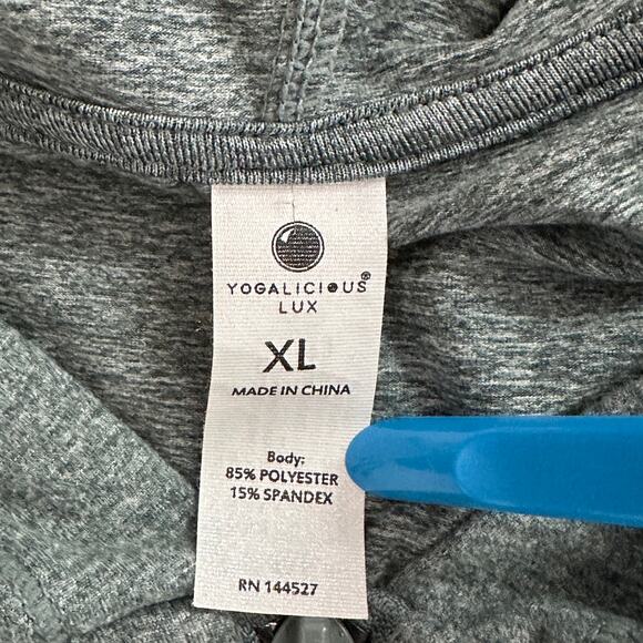 NWOT Yogalicious Lux Hoodie Sweatshirt Jacket XL Green Full Zip Crop Loungewear - Picture 6 of 8